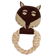 Incredipet Leather & Rope Fox Tug Ring Dog toy