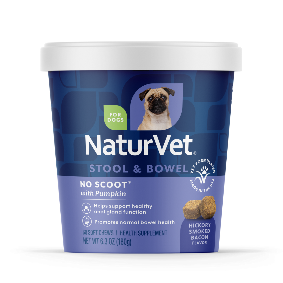 Naturvet No Scoot Plus Pumpkin Soft Chews Digestive Supplement for Dogs 60 ct