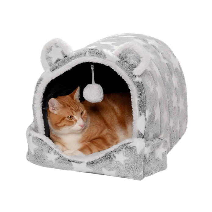 Furhaven Fleece Cozy Cave for Small Dogs and Cats