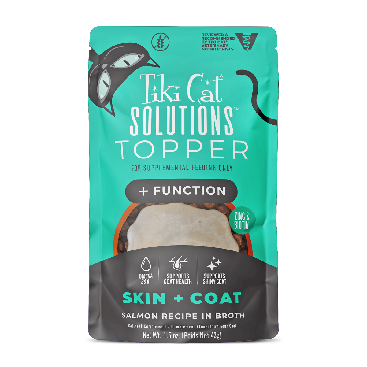 Tiki Cat Solutions Skin & Coat Salmon Recipe Cat Food Topper 1.5 oz