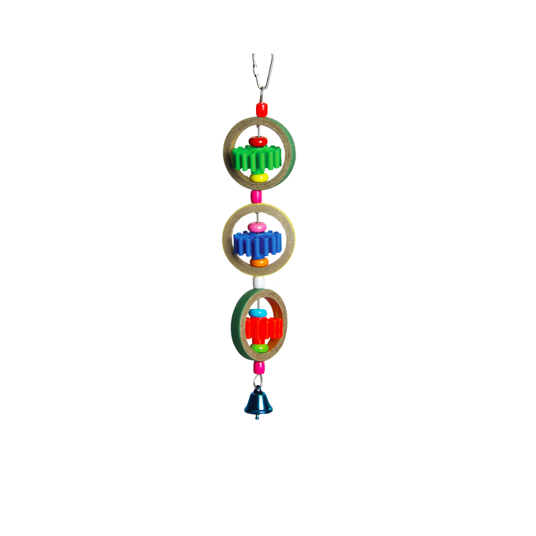 Incredipet Gears & Rings Bird Toy, 13 x 3 x 2 in