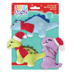 Snugarooz Holiday Christmas Dinos Plush Dog Toys 3 pk