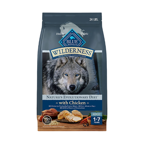 Blue Buffalo Wilderness Adult High Protein Natural Chicken & Wholesome Grains Dry Dog Food 24 lb