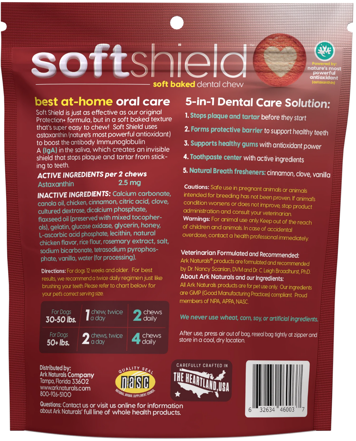 Ark Naturals Brushless Toothpaste Soft Shield Protection+ Large Dental Dog Treats 18 oz