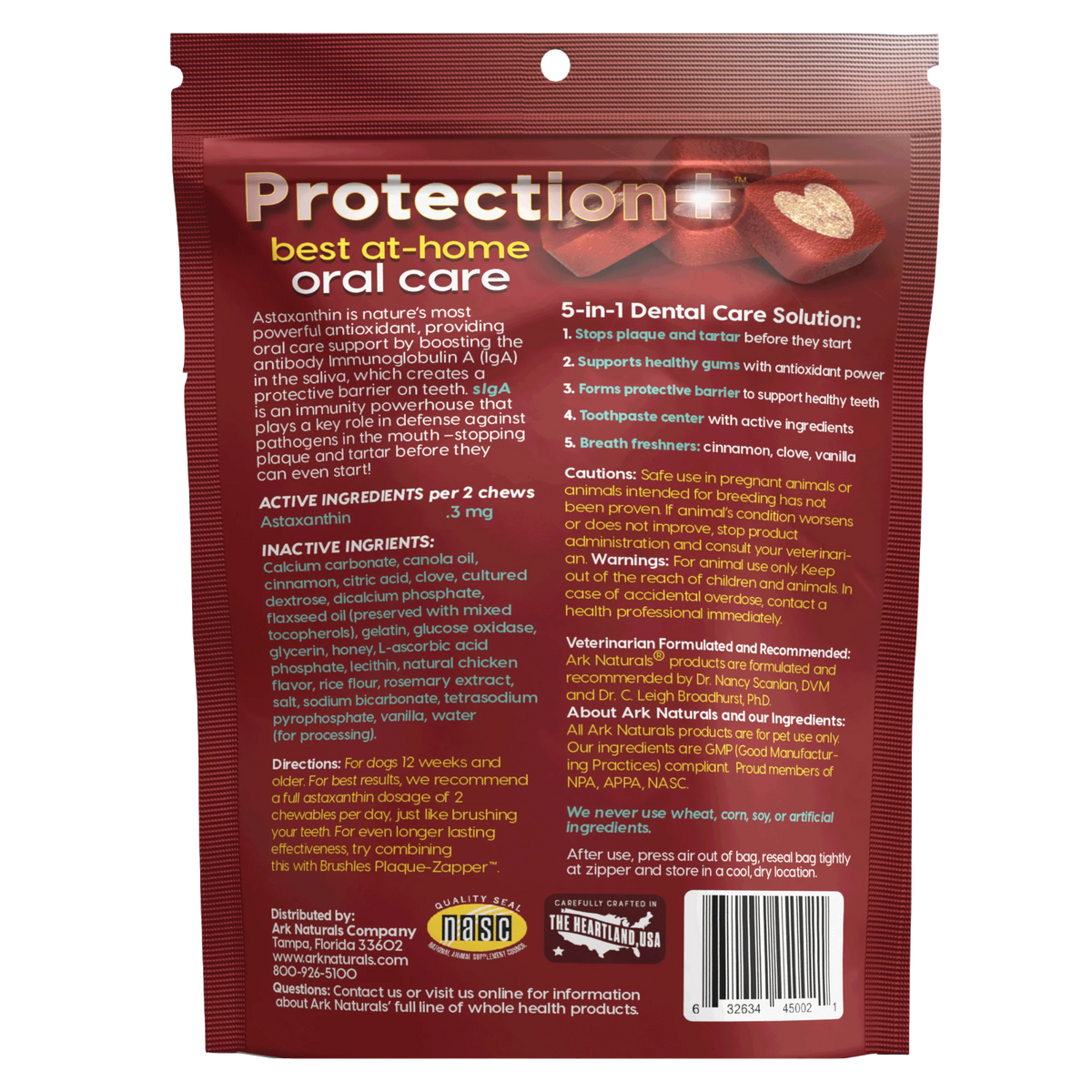 Ark Naturals Brushless Toothpaste Protection+ Mini Dental Dog Treats 4 oz