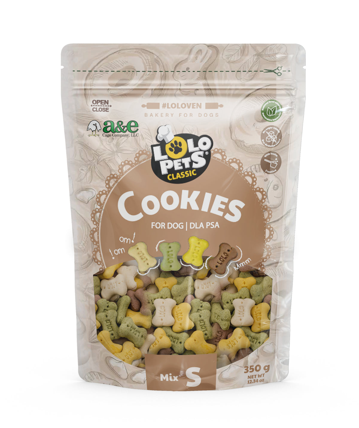 A&E Lolo Pets Classic Small Bone Shaped Assorted Flavored Dog Biscuit Treats
