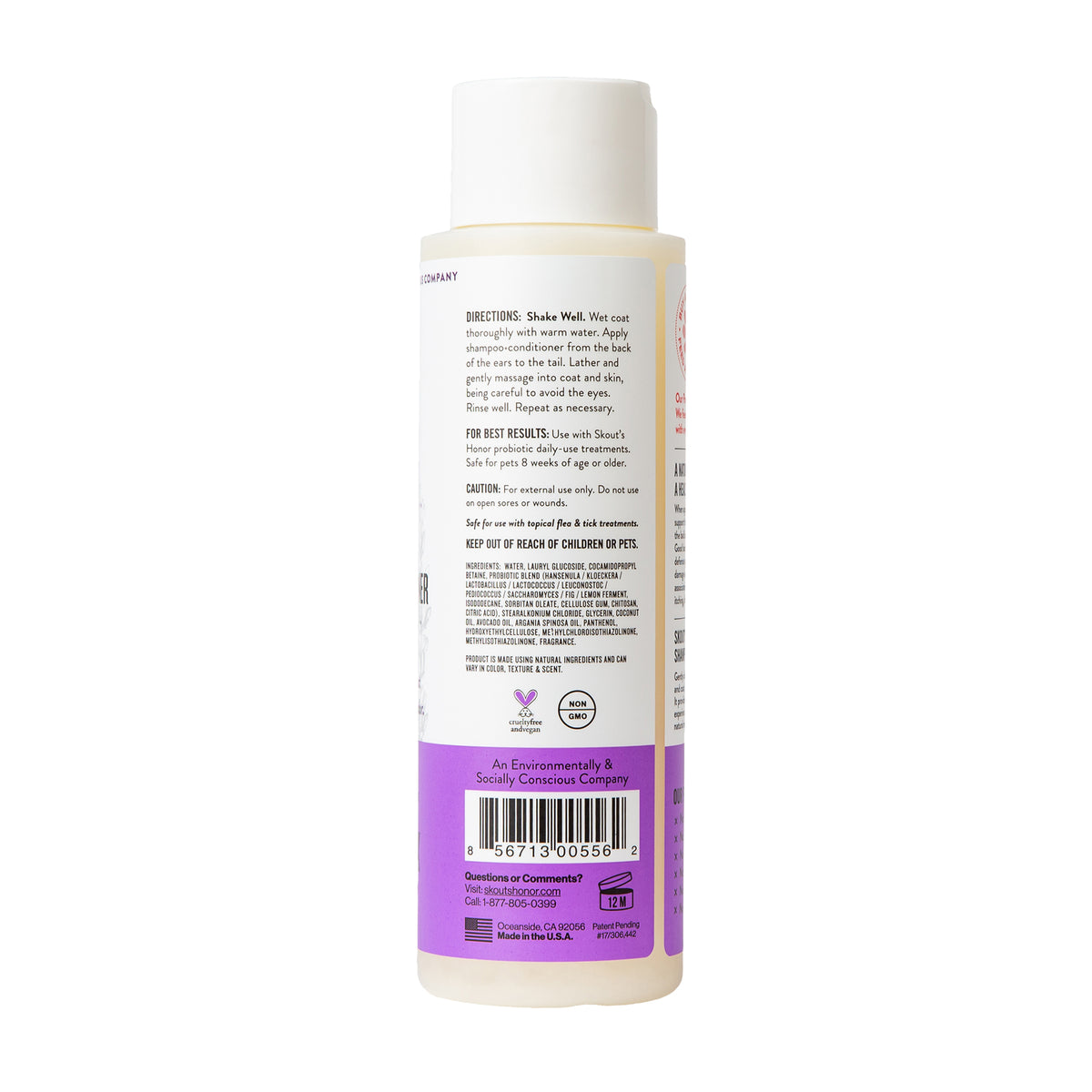 Skout's Honor Probiotic Shampoo + Conditioner Lavender Scented for Dogs & Cats 16 oz