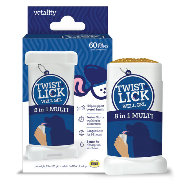 Vetality Twist+Lick Well Gel 8 in 1 Multi Dog Supplement 2.3 oz