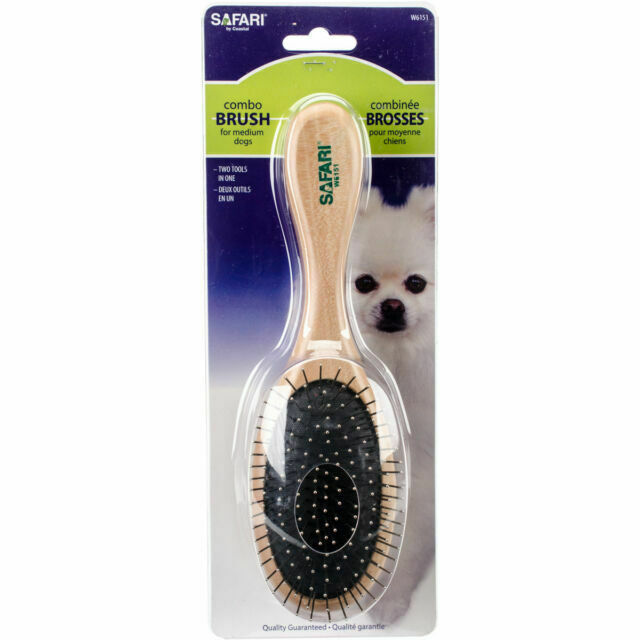 Coastal Pet Products Safari Combination Brush With Wood Handle For Dogs M