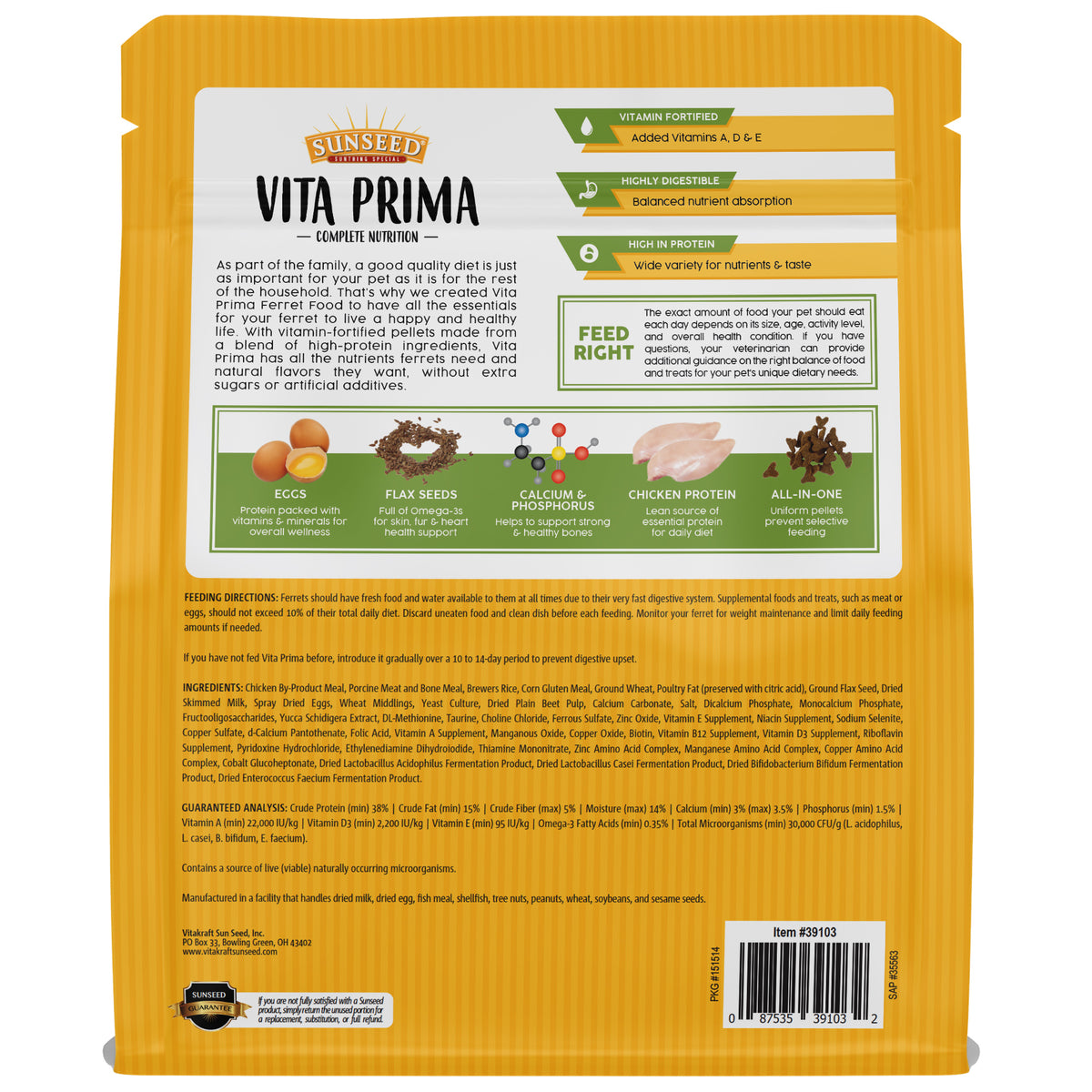Sunseed Vita Prima Sunscription Ferret Formula Food 3 lb