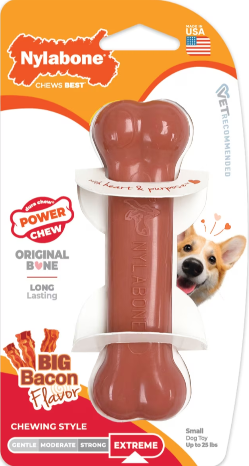 Nylabone Power Chew Bacon Bone Dog Chew Toy