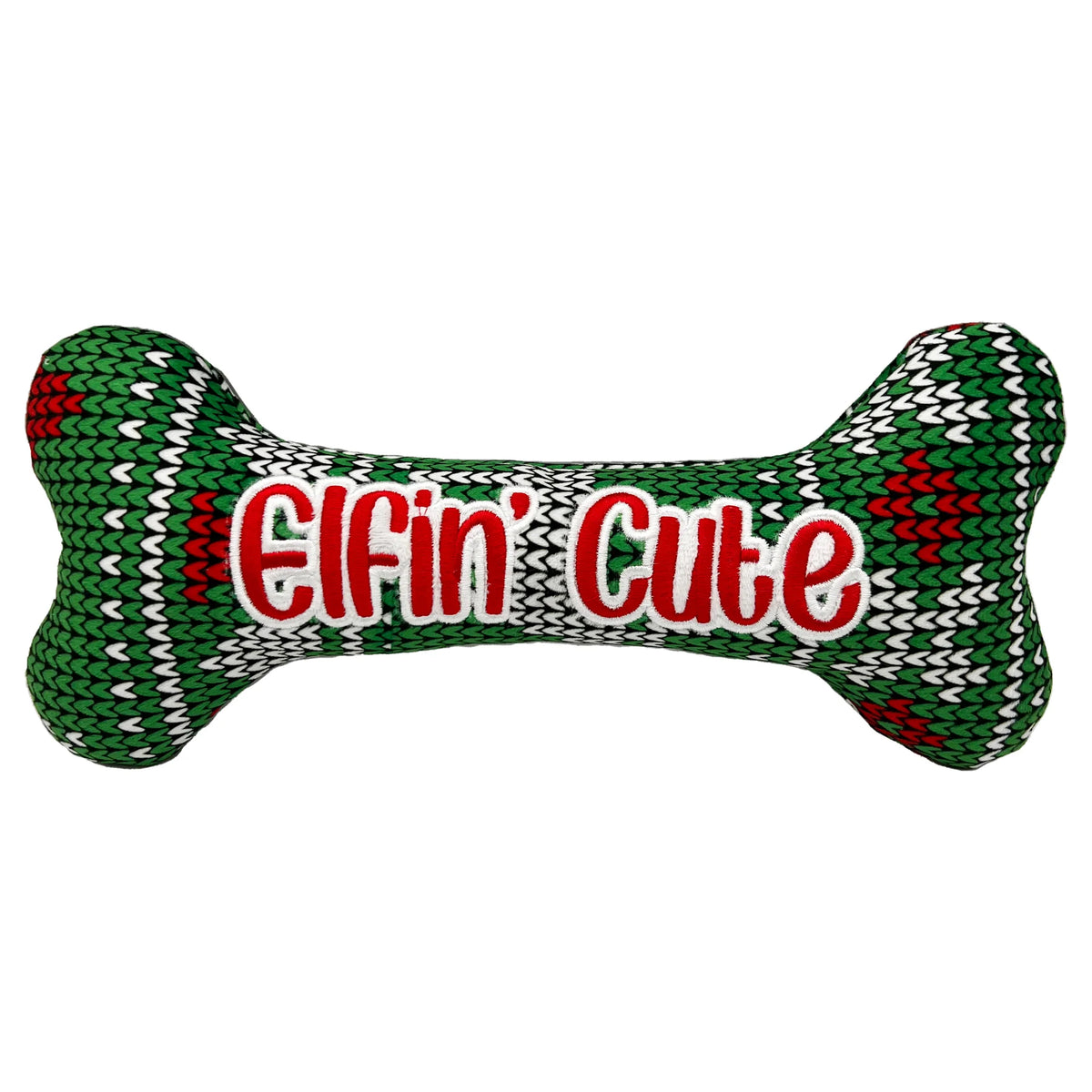 Huxley & Kent Holiday Elfin' Cute Bone Plush Dog Toy 12 in