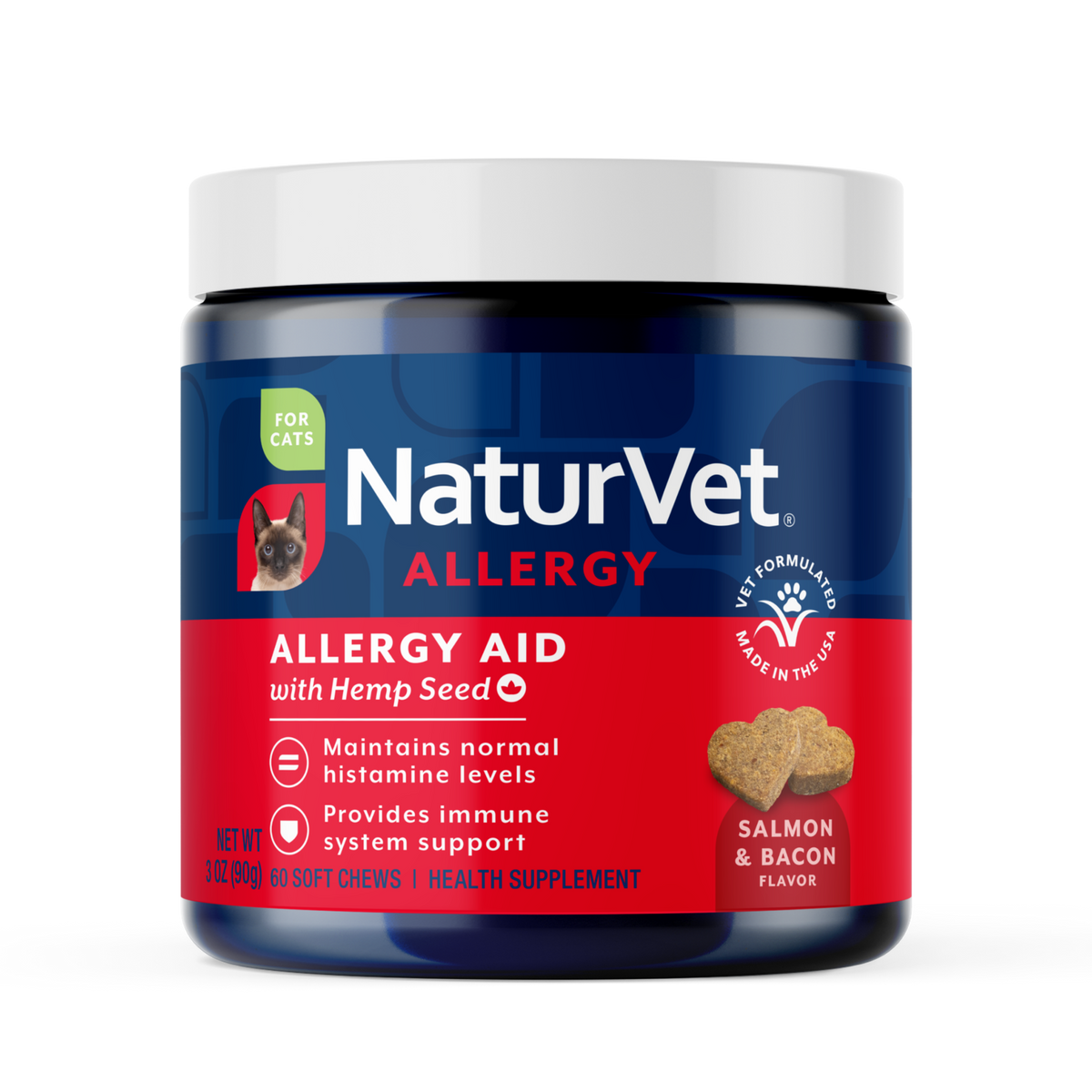 Naturvet Hemp Soft Chews Allergy Supplement for Cats 60 ct