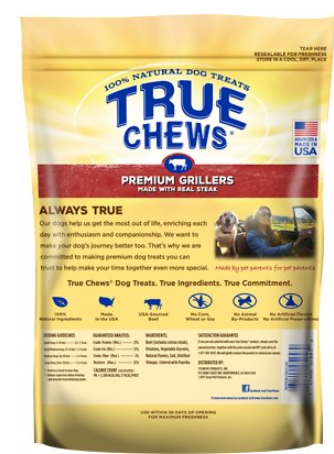 True Chews Premium Grillers Made With Real Sirloin Steak Dog Treats 12 oz