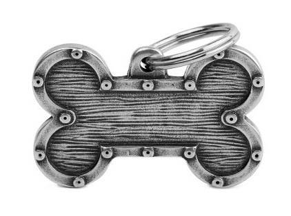 Myfamily Large Bone Shaped Bronx Futuristic Personalized Dog ID Tag