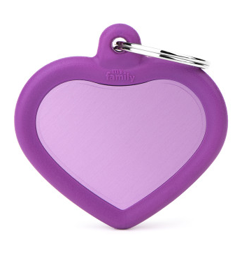 Myfamily Hushtag Aluminum Purple Heart Personalized Dog ID Ta