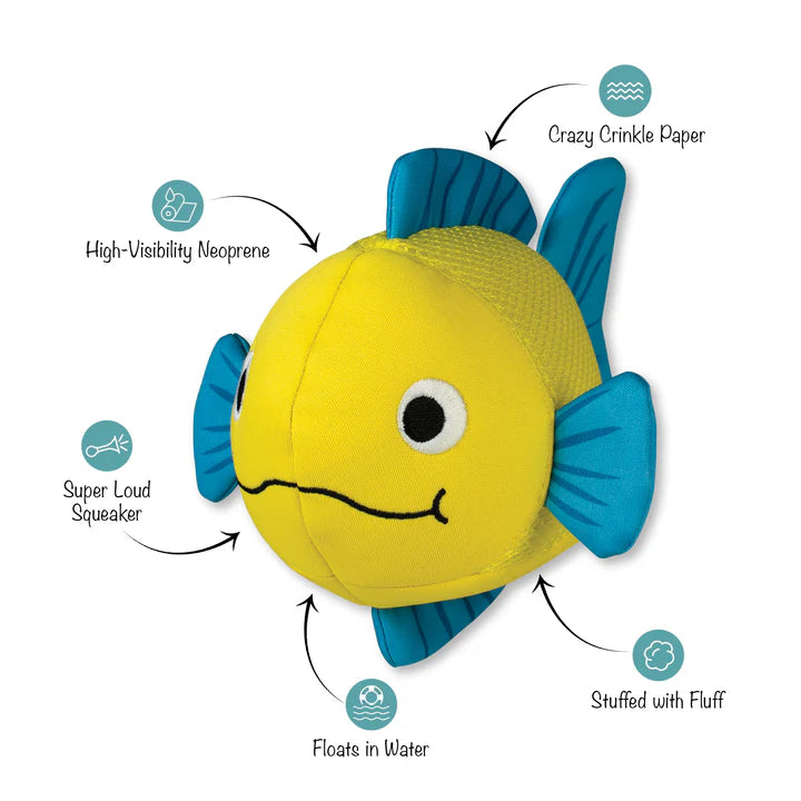 Pet Fringe Studio Summer Pipsqueak Floating Fish Dog Toy 8.25 in