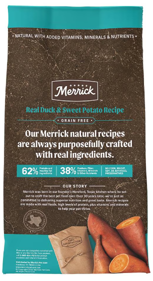 Merrick Grain-Free Adult Real Duck & Sweet Potato Recipe Dry Dog Food 22 lb