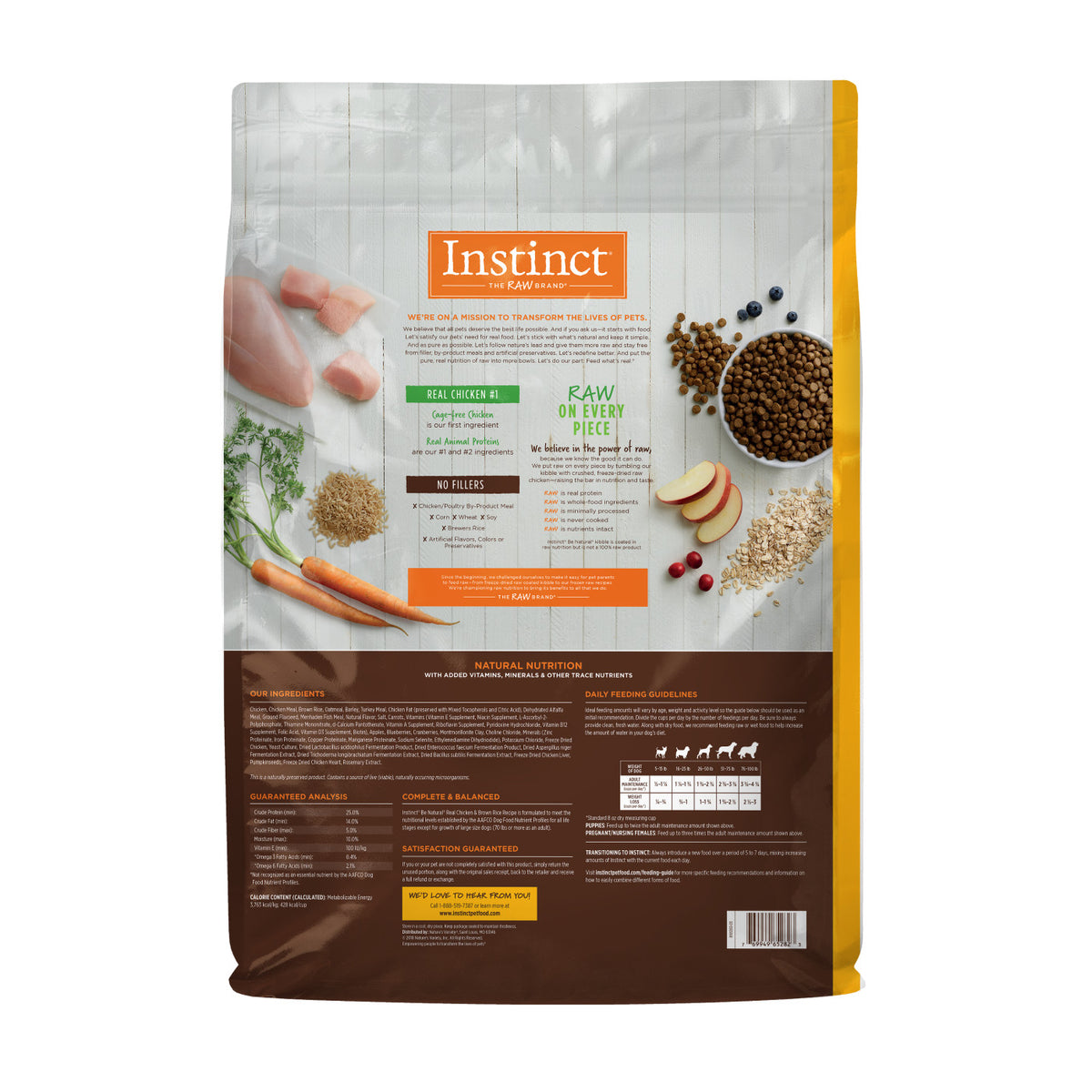 Instinct Be Natural Real Chicken & Brown Rice Recipe Freeze-Dried Raw Coated All Life Stage Dry Dog Food