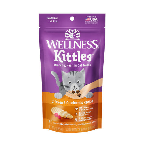 Wellness Kittles Grain-Free Chicken & Cranberries Recipe Crunchy Cat Treats 2 oz