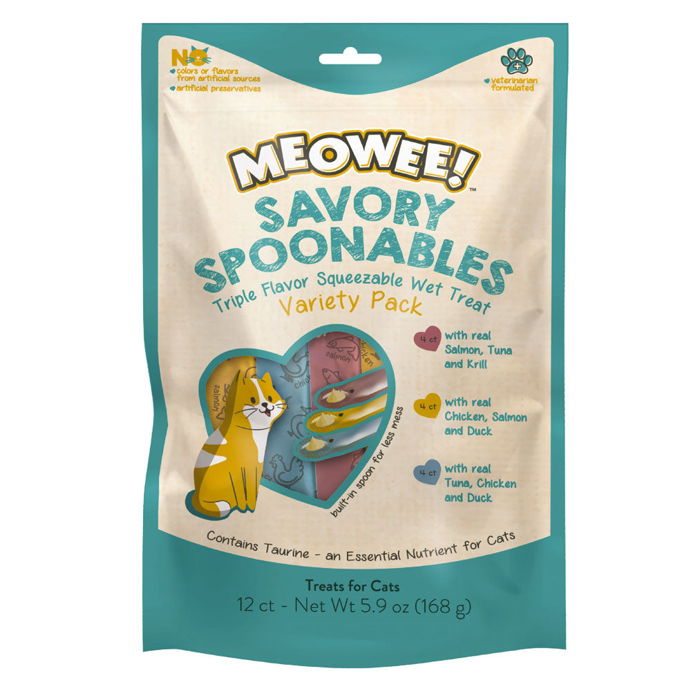 Meowee! Savory Spoonables Variety Pack Lickable Cat Treats 12 ct