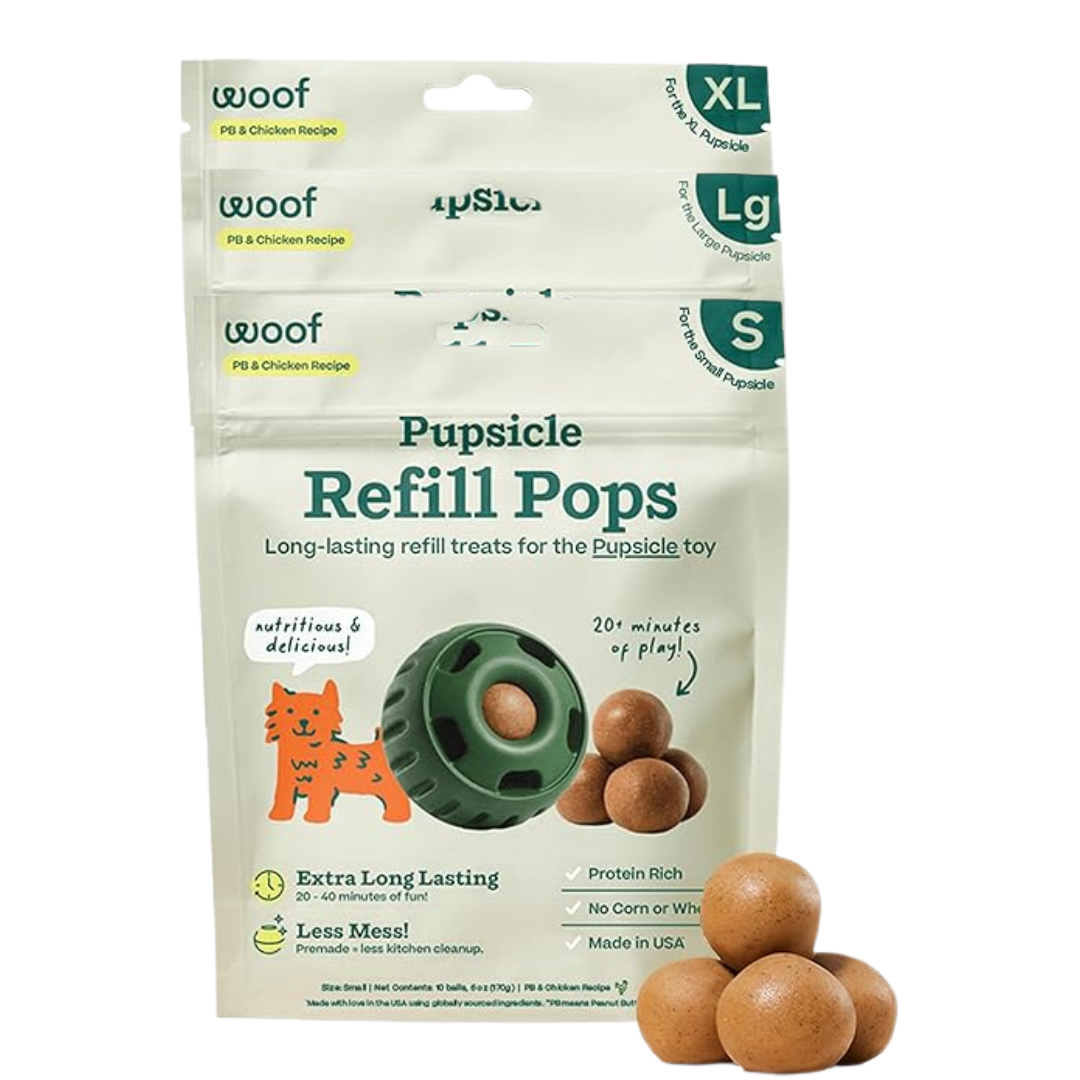 Woof Pupsicle Pops Refills Peanut Butter & Chicken Recipe Lickable Dog Treats
