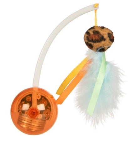 Smartykat Instincts Twinkle Tipper Electronic Light Ball with Self-Righting Cat Teaser Wand Toy