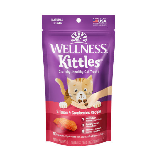Wellness Kittles Grain-Free Salmon & Cranberries Recipe Crunchy Cat Treats 2 oz