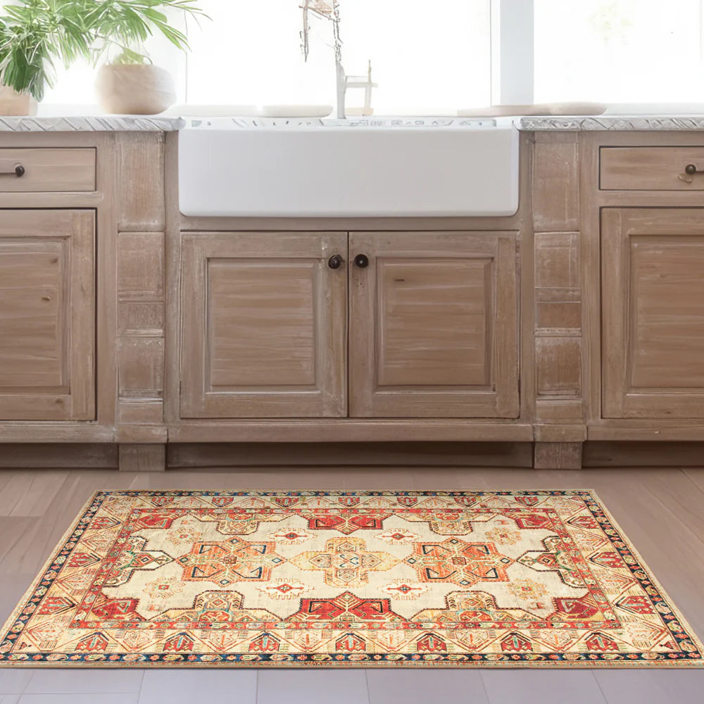 Crystal Art Gallery My Magic Carpet Washable Area Rug- Ottoman Natural 3 x 5 ft