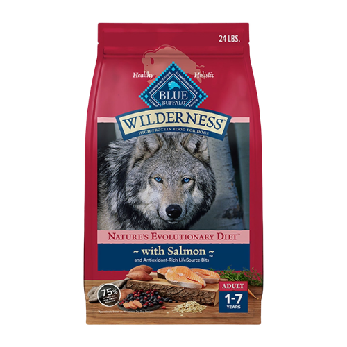 Blue Buffalo Wilderness Adult High Protein Natural Salmon & Wholesome Grains Dry Dog Food 24 lb