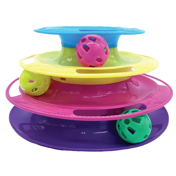 Kole Imports Triple Level Cat Toy Tower with Jingle Balls