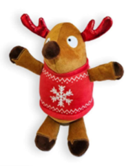 Huxley & Kent Holiday Rocky Reindeer Plush Dog Toy 8 in
