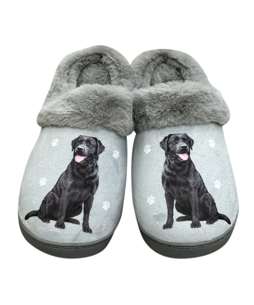 E & S Imports Black Labrador Snugg Slippers