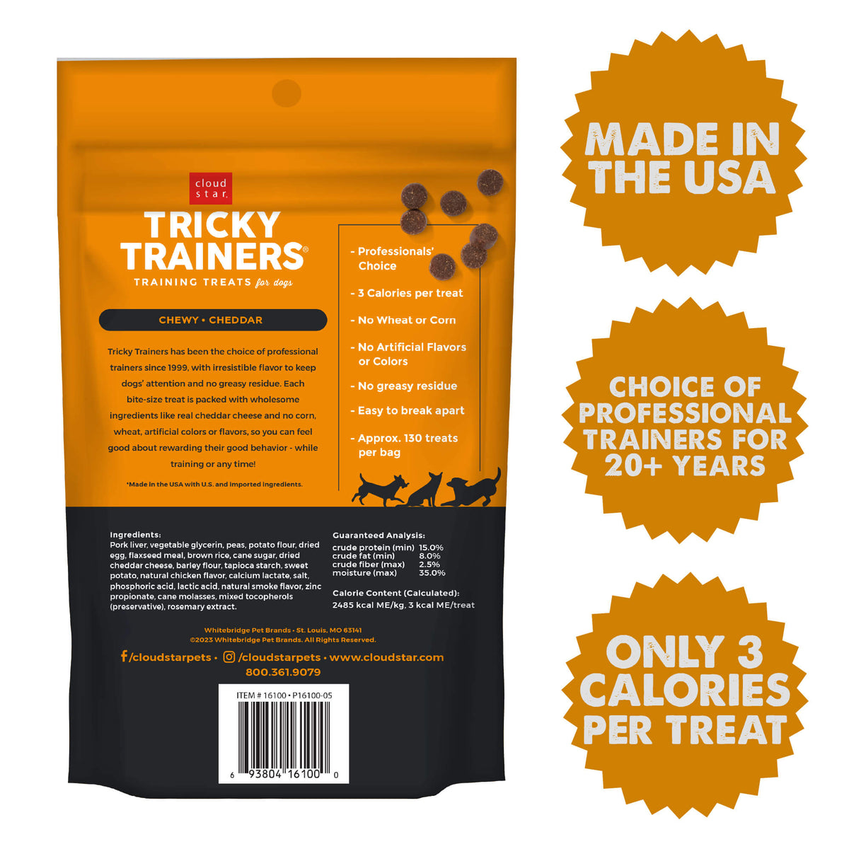Cloud Star Tricky Trainers Soft & Chewy with Cheddar Dog Training Treats
