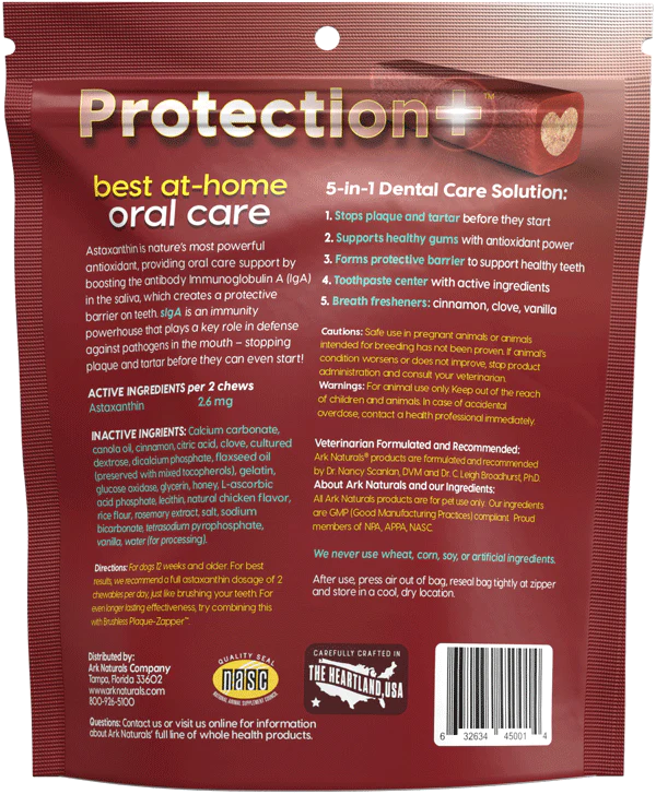 Ark Naturals Brushless Toothpaste Protection+ Medium Dental Dog Treats 18 oz