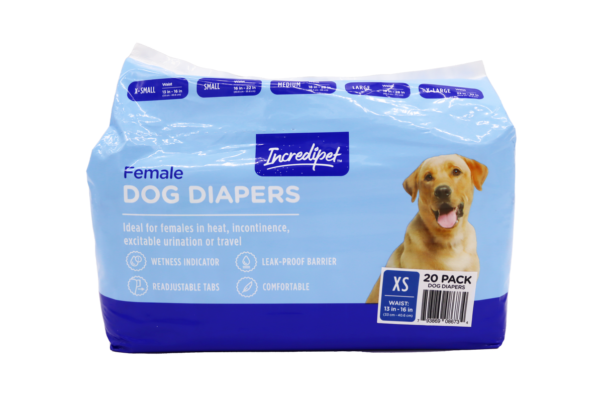 Incredipet Extra Small Disposable Female Dog Diapers 20 pk