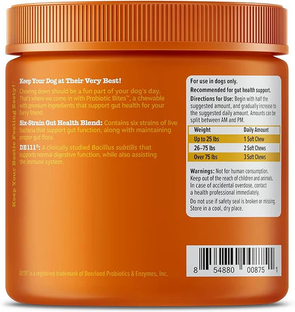 Zesty Paws Probiotic Bites Gut Health Soft Chews for Dogs 90 ct