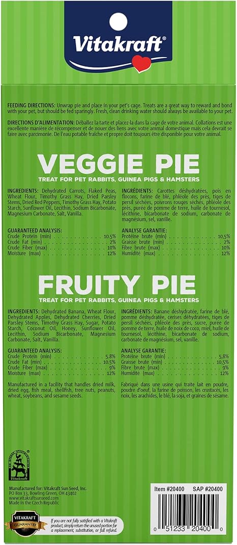 Vitakraft Veggie & Fruity Pies Small Animal Treats 2 pk