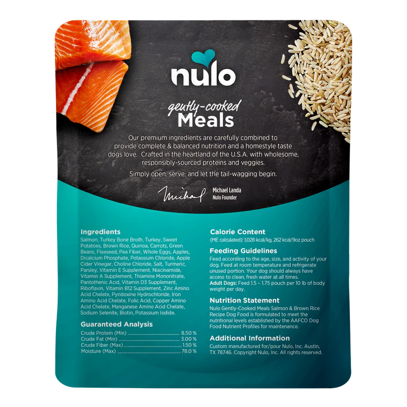 Nulo Gently-Cooked Meals Salmon & Brown Rice Recipe Adult Dog Food