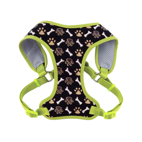 Coastal Pet Products Ribbon Designer Wrap Adjustable Dog Harness- Brown Paws & Bones