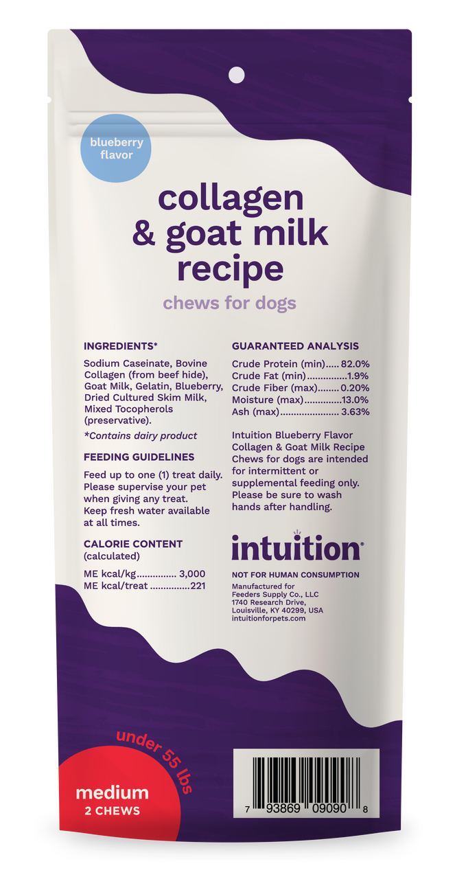 Intuition Collagen & Goat Milk Recipe Blueberry Flavor Chews for Medium Dogs 2 ct