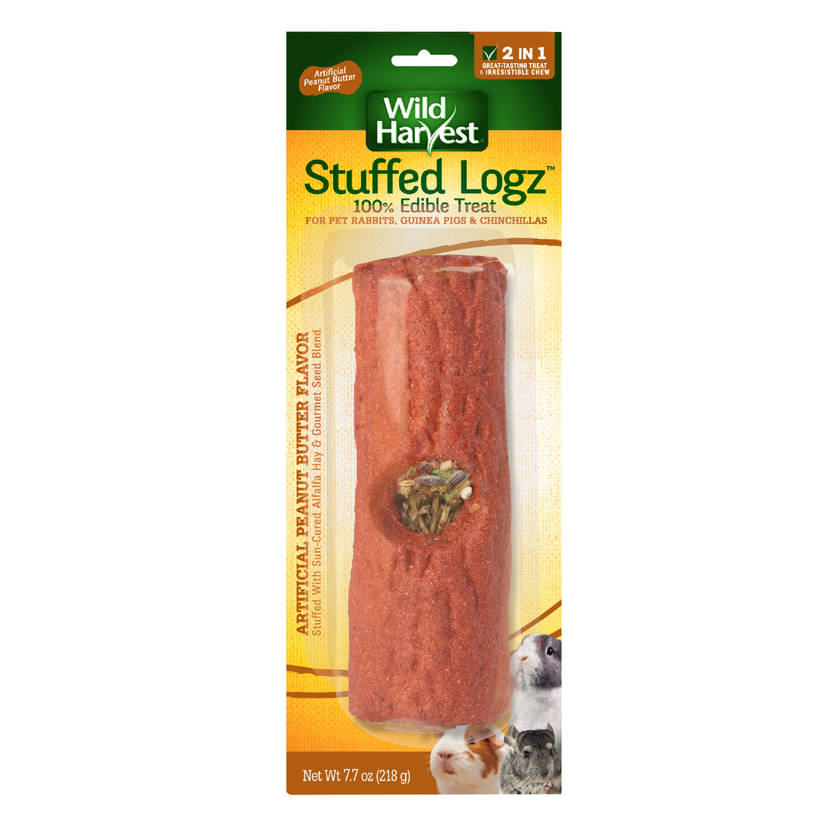 Wild Harvest Stuffed Logz Edible Small Animal Treat- Peanut Butter Flavor 7.7 oz