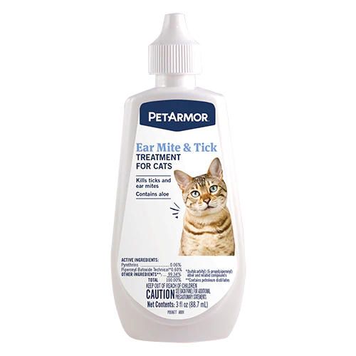 Petarmor Ear Mite & Tick Treatment for Cats 3 oz