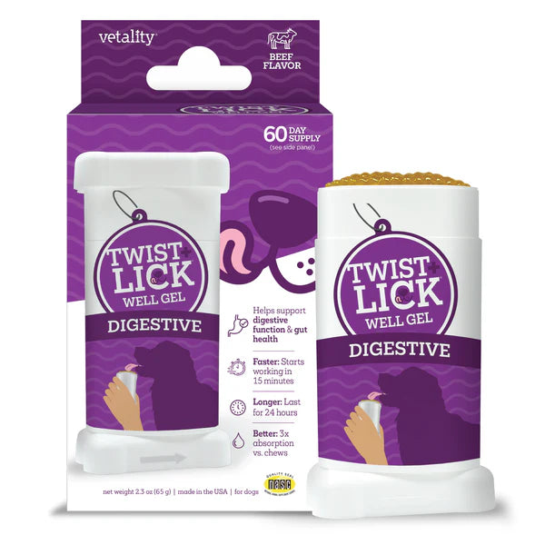 Vetality Twist+Lick Well Gel Digestive Dog Supplement 2.3 oz
