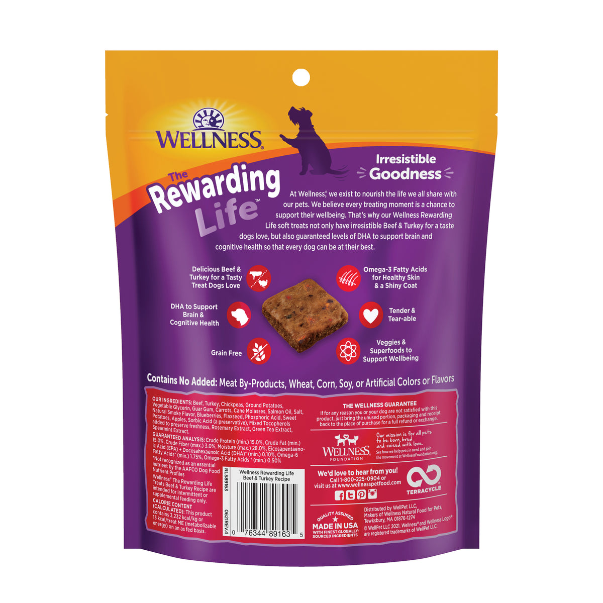 Wellness Rewarding Life Beef & Turkey Recipe Dog Training Treats 6 oz