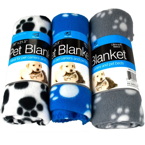 Kole Imports Fleece Paw Print Pet Blanket, Assorted