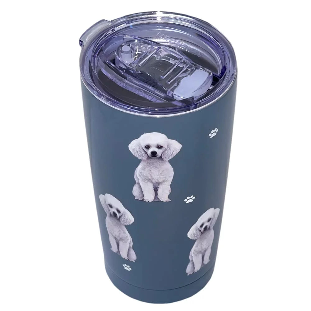E & S Imports Serengeti Poodle Stainless Steel, Vacuum Insulated Tumbler with Spill Proof Lid 20 oz