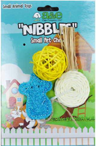 A&E Nibbles Loofa Assorted Animal Chew Toys