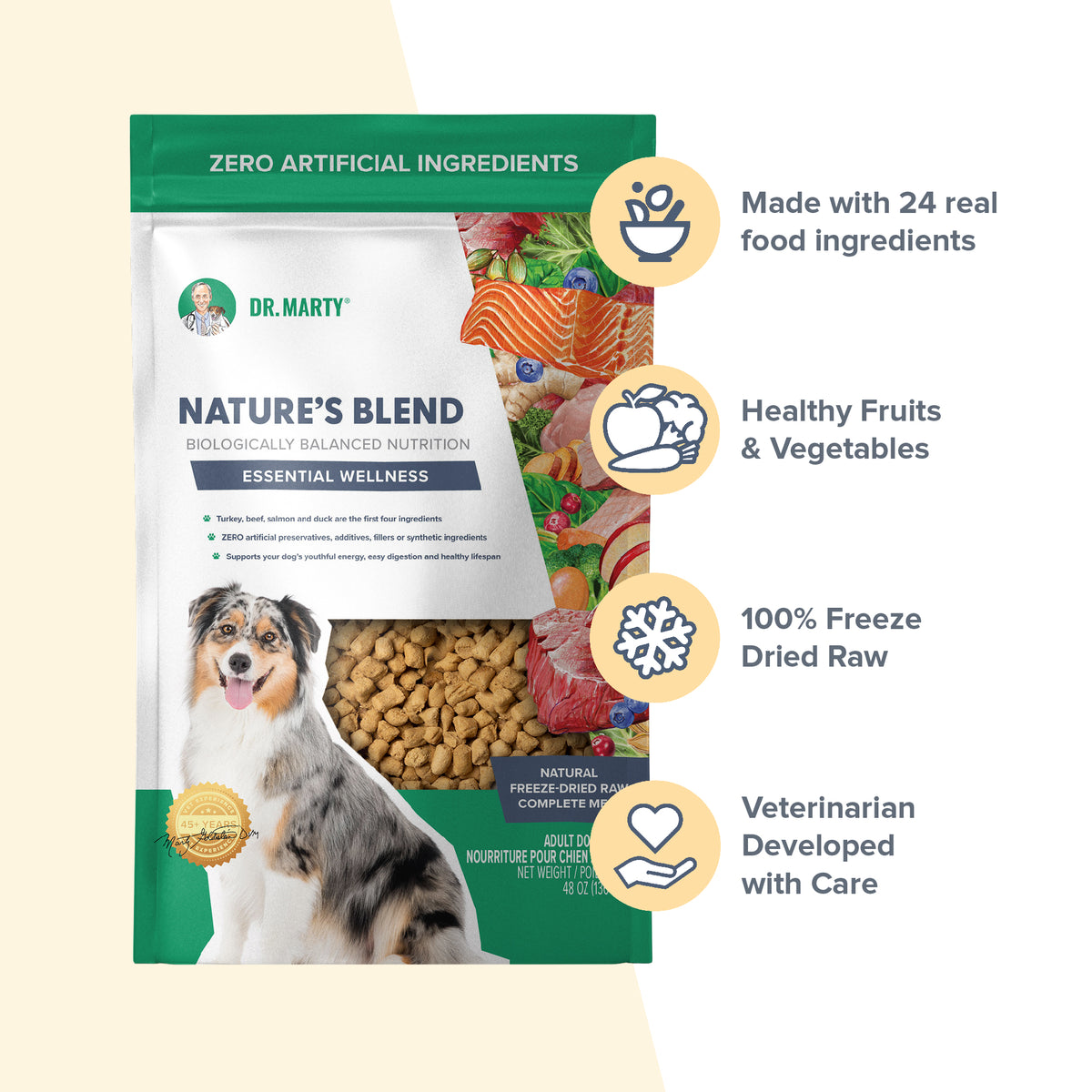 Dr. Marty Nature's Blend Freeze-Dried Raw Dog Food 48 oz