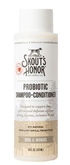 Skout's Honor Probiotic Shampoo + Conditioner Sandalwood Vanilla Scented for Dogs & Cats 16 oz